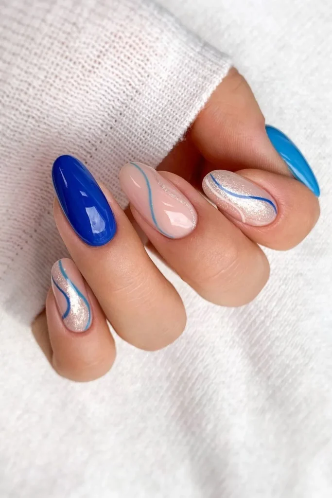 Pearly Pink and Blue With Swirls